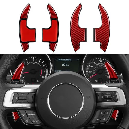 OYDDL 2PCS Lenkrad Schaltpaddel Verlängerung Schaltwippen Paddles Aufkleber Kompatibel mit Ford Mustang 2015 2016 2017 2018 2019 2020 Zubehör (Rot)