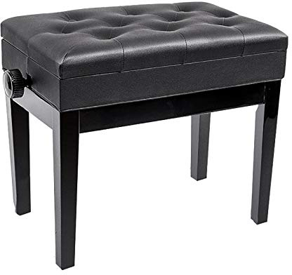 XAoSCd Klavierhocker Höhenverstellbarer Klavierhocker Mit Staufach Klavierbank Ergonomischer Keyboardhocker,Pu-Leder Bis 180 Kg,