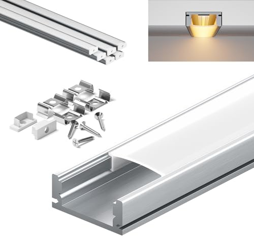 KOSOOM LED Profil inklusive Montageset, Gesamtdimensionen 5675 (17.4×7mm U-Form, 6×1 Meter)