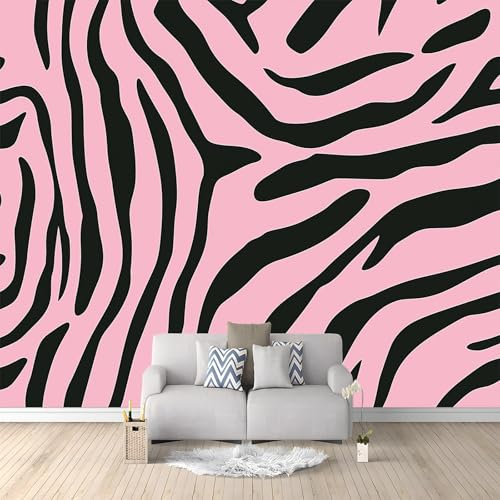 Photo Wallpaper Pink Zebra Print 300x210 cm Non-Woven Wall Mural, 3D Wallpaper Roll Mural, Moderne Living Room Bedroom Art Poster Mural Wallpaper