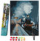 Bougimal Paint by Numbers Adult Landscape Without Frame Including Brush and Acrylic Paints - 40 x 50 cm, Train