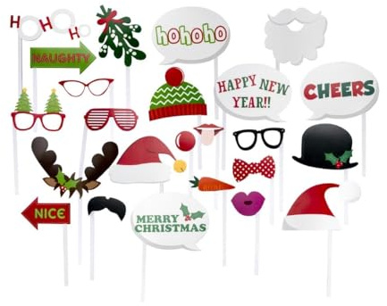 Swantex Festive Selfie Photo Kit (Pack 8 x 18 Props) | Fun novelty props provide instant entertainment for Christmas parties, festive events and group photography.