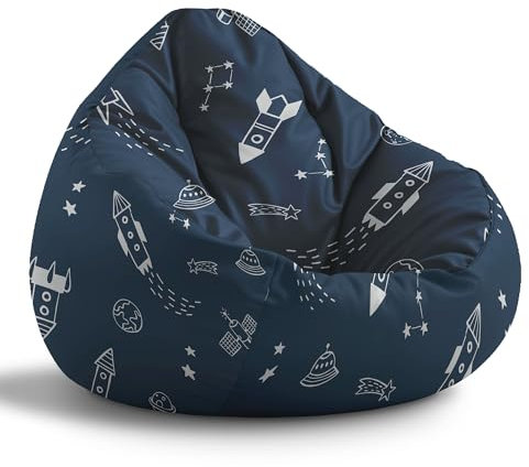 DreamRoots Sitzsack Kinder mit füllung - Sitzkissen Kinder Boden - Kinderzimmer Möbel - Sitzsäcke fürs kinderzimmer - Bean Bag M Space Adventure