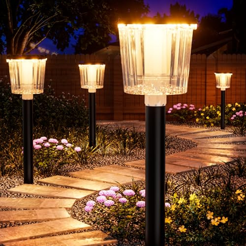 BITPOTT Outdoor lampe solar garten, 2 Stück, 42,9 lm, IP65 | Für Garten und Wege, Led solar außenleuchte gartenleuchte wasserdicht mit bis zu 42,9 lm, Auto Ein/Aus, 12–28 Std. Laufzeit