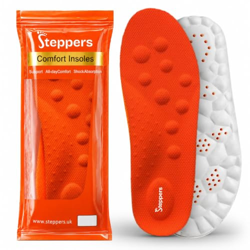 Original Steppers Insoles, 2026 4D Steppers Comfort Boosting Massage Insole, Memory Foam Thermal Insoles, Comfy Insole with Arch Support for Men and Women (Orange, Medium (EU 41-42))