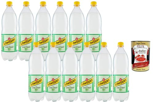 Italian Gourmet Softdrink Lime & Mint 12×1L PET – Erfrischendes Limette-Minze Getränk ohne Alkohol, Spritzig & Aromatisch + Italian Gourmet Polpa