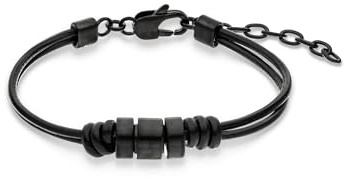s.Oliver Herren Schmuck – Armband aus Leder und Edelstahldetails – Klassisch, Stilvoll und Maskulin – Perfekte Geschenkidee