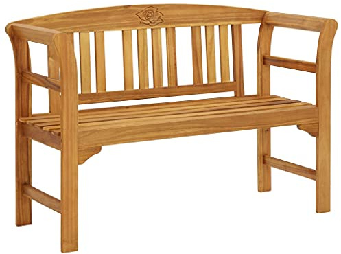 DELUKE Gartenbank Holz Luna 114 cm Massivholz Akazie Holzbank Wetterfest | Sitzbank 2 Sitzer Bank Garten
