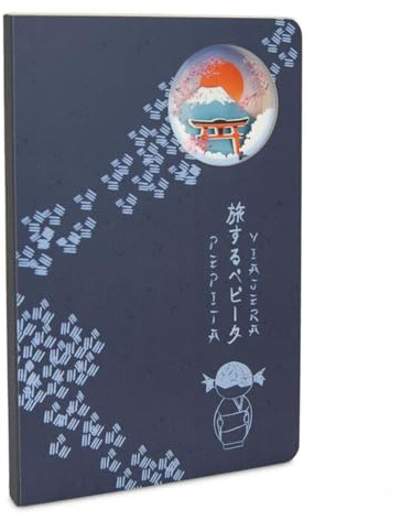 PEPITA VIAJERA Quaderno A5 punteggiato, copertina rigida con finestra fustellata, taccuino Bullet Journal creativo per scrivere, disegnare e viaggiare, design giapponese Fuji Sakura, regalo originale