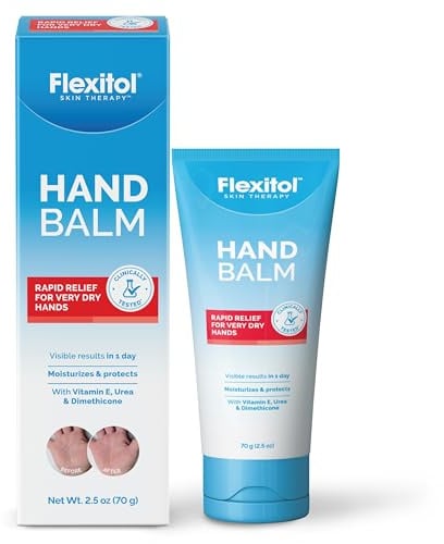 Flexitol Handbalsam 635 ml Tube reichhaltige Feuchtigkeitspflege für schnelle Entlastung sehr trockener oder rissiger Haut. Auch für Trockenheit im Zusammenhang mit Ekzemen, Psoriasis, Dermatitis, Ekzeme, Ichthyose, Handwäsche.