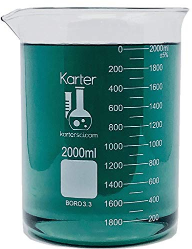 Becher 2000 ml, niedrige Form Griffin, Borosilikat 3.3 Glas, mit Skala, Karter Scientific