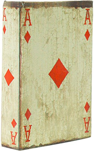 Porta Carte da Gioco - Scatola in Legno - Realizzata a Mano e rivestita in stoffa con effetto anticato - 1 compartimento - Dimensioni esterne 10x3x14 cm - Mazzo da 54 carte incluso