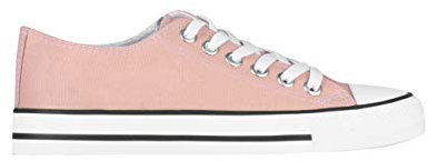 KRISP Basket Basse Femme Classique Mode Plate Caoutchouc Légèr, Rosé/Blanc, 37, (2345-PNKWHT-4)