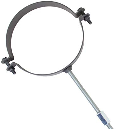 LANZZAS Pelletrohr Halter/Schellen-Set für den Durchmesser 80 mm - Farbe: gussgrau - mit Schrauben und Gewindestangen