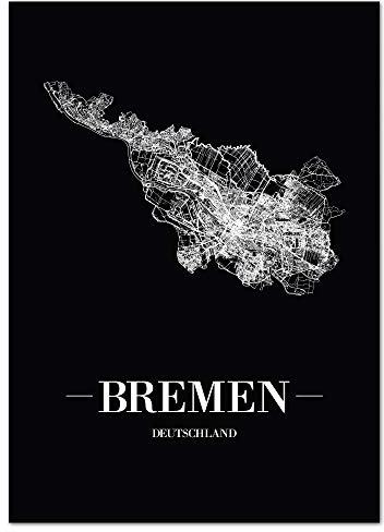 JUNIWORDS Stadtposter - Wähle Deine Stadt - Bremen - 30 x 40 cm Poster - Schrift A - Schwarz