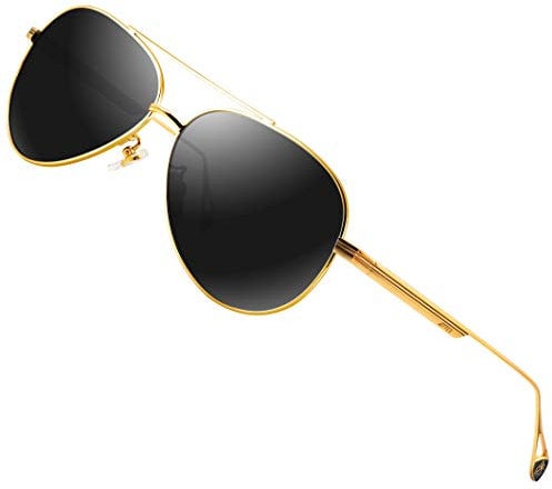 ATTCL Herren Vintage Fliegerbrille Polarisierte Sonnenbrille Pilotenbrille UV400 Schutz QL2033 Gold Frame