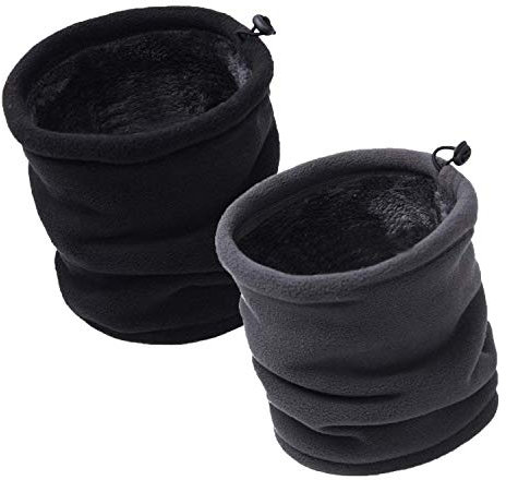 JOGVELO Thermique Tour de Cou Multifonctionnel Masque Neck Warmer Unisexe - Toison Windstopper de Hiver Moto Running Cycling Ski Snowboard (Noir&Gris)