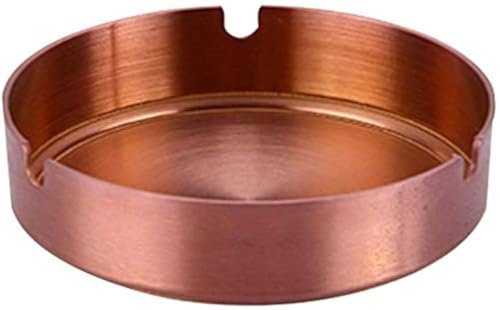 LIXINTIAN Runder Aschenbecher aus Edelstahl, für drinnen und draußen, Aschenbecher für den Schreibtisch, für Zuhause, Büro, Dekoration, Roségold