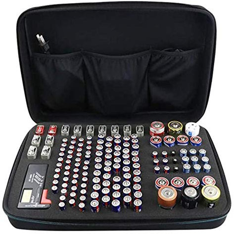 Starmood Hard Battery Organizer Storage Box Shockproof Waterproof Explosionproof Carrying Case Holder Bag, Case Bag Holder fits for Batteries