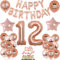 Luftballon 12. Geburtstag Mädchen Rosegold deko Folienballon 12 jahre Geburtstags deko Mädchen Rosegold set happy Birthday 12 Geburtstagsdeko Mädchen Ballon 12 jahre Geburtstag Dekoration set(12)