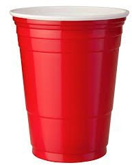 Thali Outlet - 100 x Red American Party Cups 16oz / 455ml - Red American Party Cups 16oz / 455ml - Disposable Plastic Ruby Red Apple American Beer Bong Cold Drinks Cups