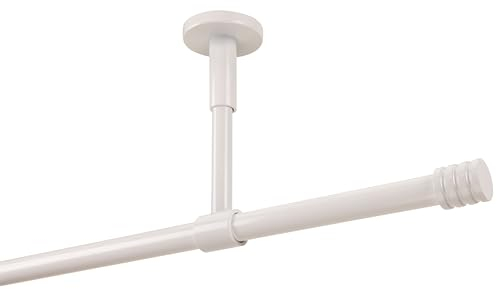 DécoProfi Gardinenstangen Weiß glänzend 1-läufig Ø 16 mm L: 120 cm I Endkappe mit Rille Gardinen/Vorhangstange im Set I Inklusive Träger, Befestigung und Endstücke I Decken- oder Wandbefestigung