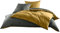 Mako Satin Baumwollsatin Wende Bettwäsche Garnitur - viele Farben und Größen (Stahlgrau - Gold, 1x 200x220 + 2X 80x80 cm)