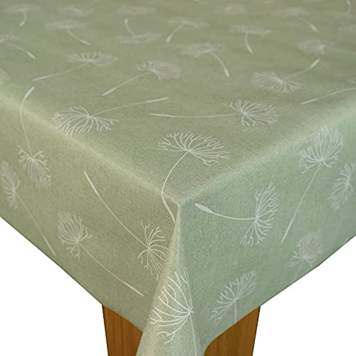 Karina Home Megan Wipe Clean Tablecloth Vinyl PVC (Sage Green, 200cm x 140cm)