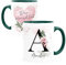 SpecialMe® Kaffee-Tasse mit Buchstabe Initiale Monogramm personalisiert mit Namen Wunschtext persönliche Geschenke inner-grün Keramik-Tasse