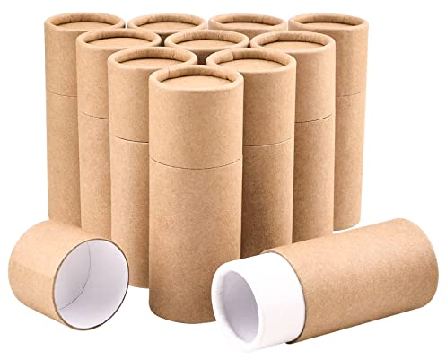 WANDIC Tubes en Carton Kraft, 10 pièces de récipients Ronds en Papier Kraft pour Emballage Cadeau de thé, café, Non-Poussoir (20 ML)