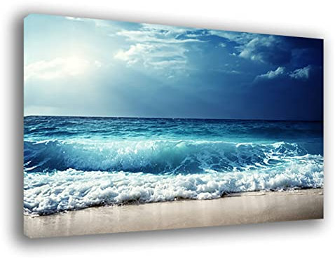 Quadri Moderni PAESAGGIO MARE Onde Sabbia Spiaggia Quadro moderno da Parete XXL grande Stampa su tela Canvas Decorazione Murale muro Soggiorno Arredo Camera da letto Cucina (30x50 cm, 6)