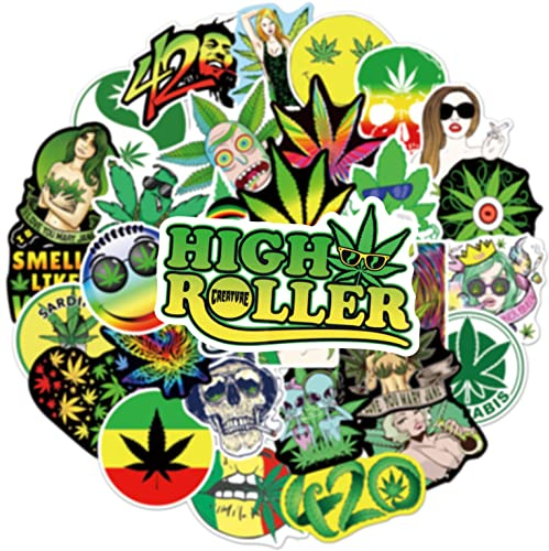 HNTR Unkraut-Aufkleber, 50 Stück Cannabis-Enthusiasten-Aufkleber