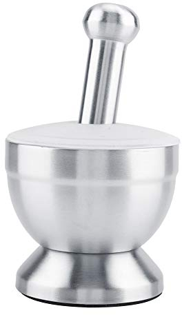 Juego de mortero, mortero de acero inoxidable, frijoles, ajo, especias, alimentos, molinillo, herramienta de cocina con tapa