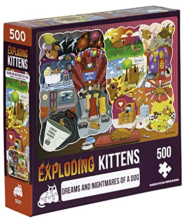 The Dreams & Nightmares of a Dog Jigsaw Puzzle by Exploding Kittens - 500 Pieces Jigsaw Puzzle for Adults, Teens, and Kids - Dog Puzzle, Funny Puzzle, Art Puzzle