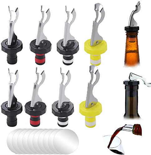 Flaschenverschlüsse mit Hebel 8pcs Universal Flaschenverschlüsse+10 stücke Silber Weinausgießer Drop Stop