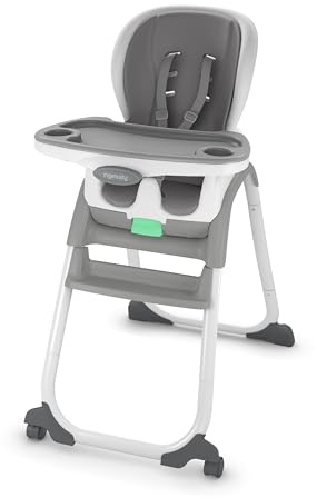 Ingenuity Full Course SmartClean 6-in-1 High Chair – SmartClean EVA Foam, 5 Point Safety Harness, 2 Dishwasher Safe Trays – Slate