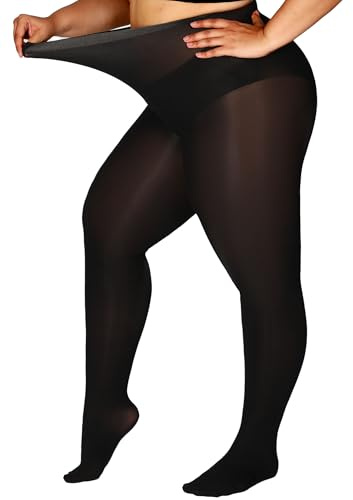 DORALLURE Collant Femme Grande Taille Semi-Opaque Microfibre 60 DEN Curvy