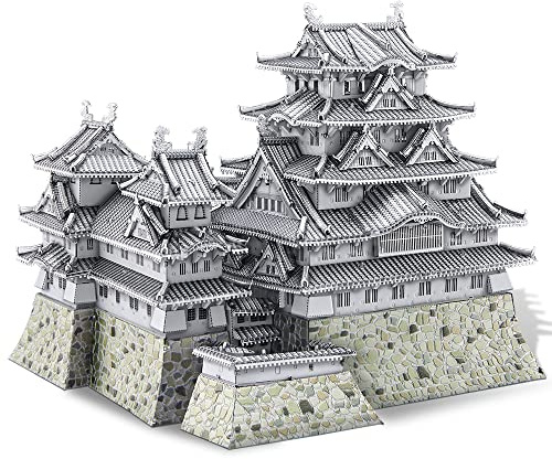Piececool 3D Puzzle Metal White Heron Castle Himeji-jo, Scenic Buildings Craft Model Kits for Adults to Build, 3D Puzzles Adult Teens for 304 Stainless Steel, Home Decoration, 486 Pieces