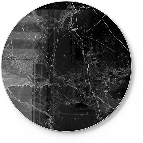 DEQORI Schneidebrett aus Glas | rund Ø30 cm | Motiv Marmorplatte nah | Design Schneideplatte für Küche | Frühstücksbrett antibakteriell & rutschfest | Glasplatte & Servierplatte