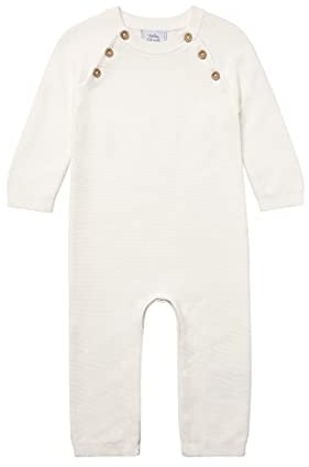 Stellou & friends Overall für Babys & Kleinkind, Woll-Anzug, Baby-Kleidung aus 100% Baumwolle, Winteroverall, Onepiece mit Knöpfen in Holz-Optik und schrägen Raglanärmeln, OEKO-TEX 100 zertifiziert