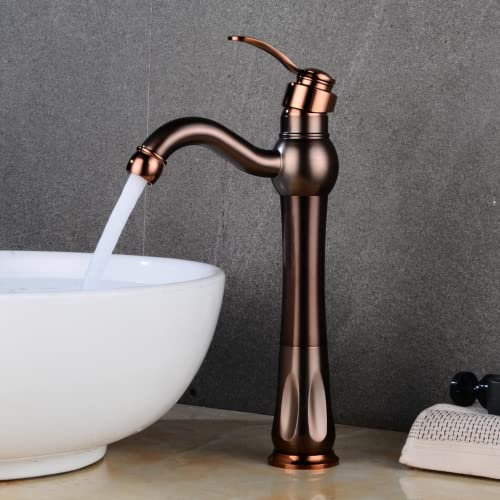 Luxus Roségold Waschbeckenarmaturen Einhandmischer Wasserhahn Wasserhahn Wasserhahn Deckmontage Badezimmer Waschbecken Kranarmatur (Braun Öl gebürstet)