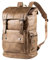 CHAO RAN Sac à dos vintage en cuir pour ordinateur portable pour homme, sac à dos en cuir noir, marron, Large, Sac à dos de voyage universitaire
