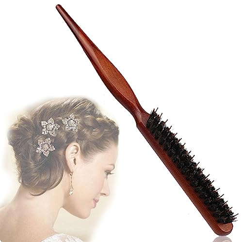 Slick Back Brush Boar Bristle Teasing Hair Brush | Suitable for Long Thick Curly Wavy Dry or Damaged Hair Reducing Hair Breakage