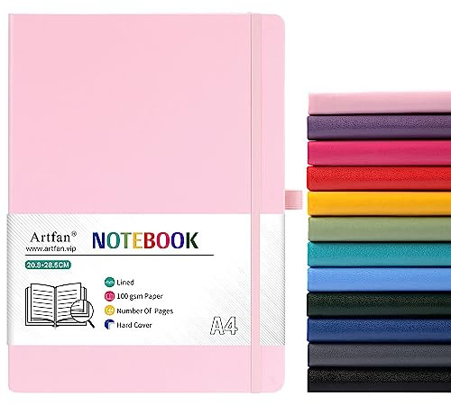 A4-Notizbuch – Notizbuch A4 mit Premium-Papier, Kunstleder, klassisches Schreiben, A4-Notizbuch, 21,2 x 29,1 cm, Hardcover – Pink