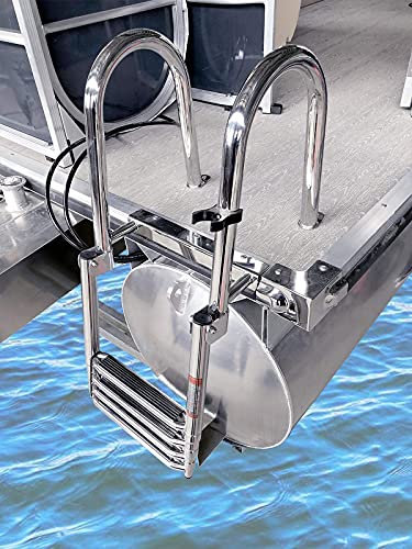 Ponton-Bootsleitern, 4-stufig, klappbar, robuste Badeleiter aus Edelstahl mit breitem Pedal, Oben montierte Innenbordleiter, Tragfähigkeit 150 kg Decoration