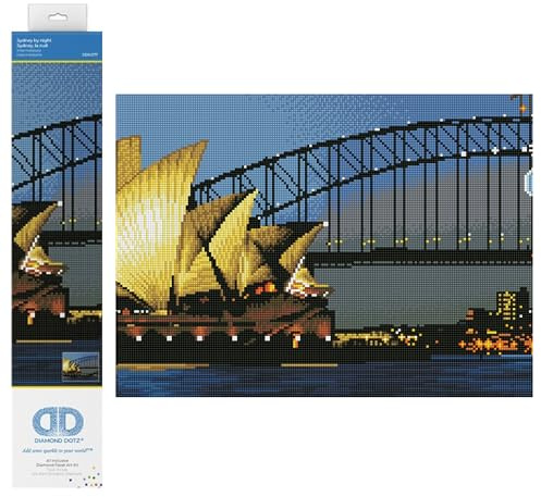 DIAMOND DOTZ 2592690 Original 5D Diamond Painting Set, Sydney bei Nacht, DIY Diamant-Malerei-Kit mit runden Glitzersteinen, ab 12 Jahren, Intermediate