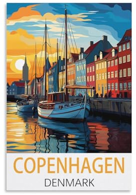 KmoNo Copenhagen Dänemark Vintage Reiseposter 20 x 30 cm Poster Dekor Malerei Leinwand Wandkunst Wohnzimmer Poster Schlafzimmer