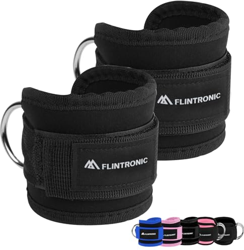 Flintronic Fußschlaufen Kabelzug mit D-Ringen, Fußschlaufen für Fitness Training, Fußmanschetten Kabelzug für Männer und Frauen Beinstrecker, Ankle Straps für Fitness Gesäßmuskeln und Beintraining