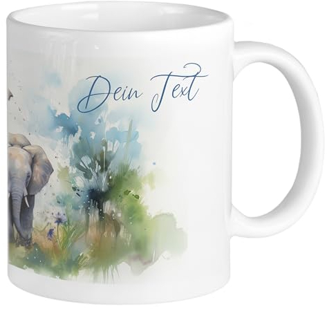 GRAZDesign Elefant Tasse mit Namen personalisiert - Namenstasse für Kinder und Erwachsende, Kaffeetasse Büro und Zuhause, Geschenk zur Weihnachten Keramik 330ml
