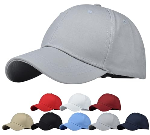 TMEOG Cap Damen Herren Basecap Sommer Kappe Baseball Caps Unifarben Pferdeschwanz Cap mit Loch für Zopf Baseballkappe Cappy Frauen Männer Sportkappe Atmungsaktiv(Grau,54-60cm)